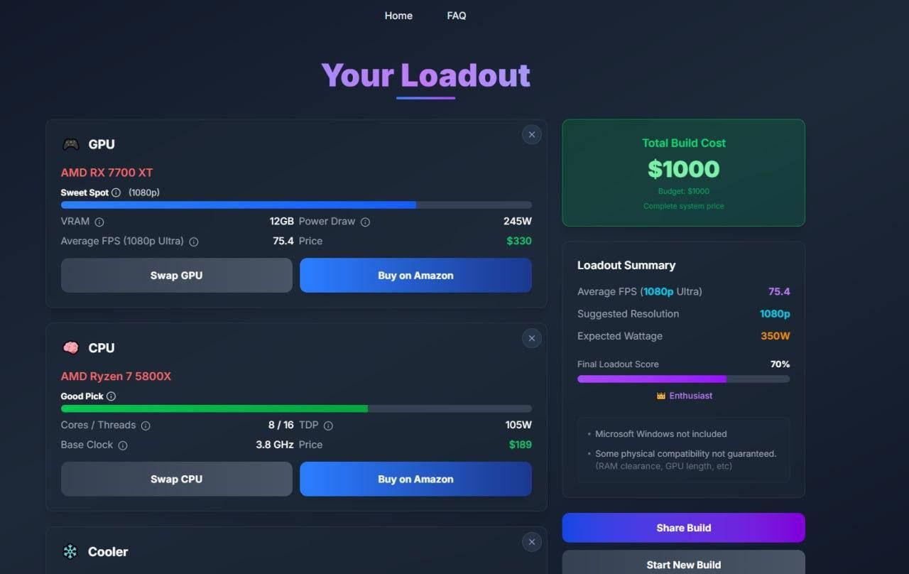 LoadOuts: the smart PC build generator