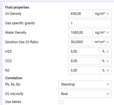 Entering basic fluid properties, illustration 1