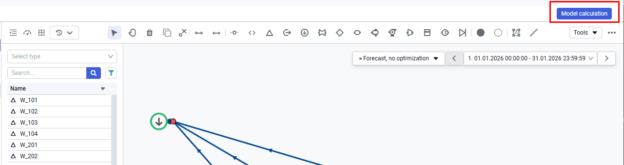 Running a forecast calculation (activities case), illustration 1